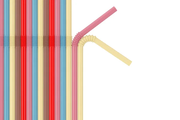 Set Colorful Drinking Straws Pastel Tones White Background Rendering — Stock Photo, Image
