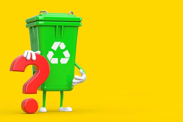 Recycle Sign Verde Lixo Lixo Bin Pessoa Personagem Mascote Com — Fotografia de Stock