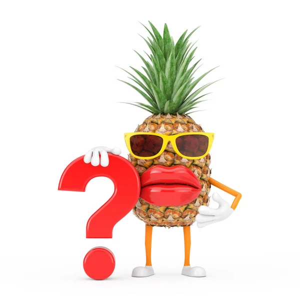 Fun Cartoon Fashion Hipster Cut Pineapple Person Character Mascot Red — Fotografia de Stock