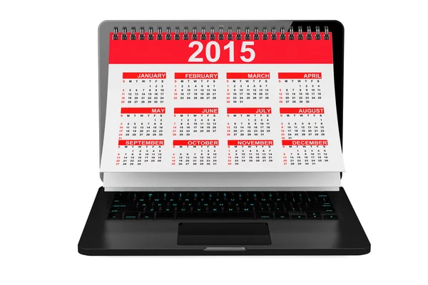 2014 year calendar over laptop screen — Stock Photo, Image