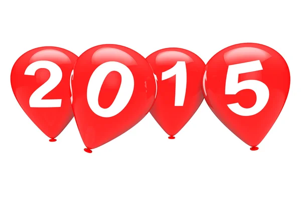 New Year concept. Red christmas balloons with 2015 sign — Stock Photo, Image