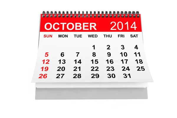 Calendario ottobre 2014 — Foto Stock