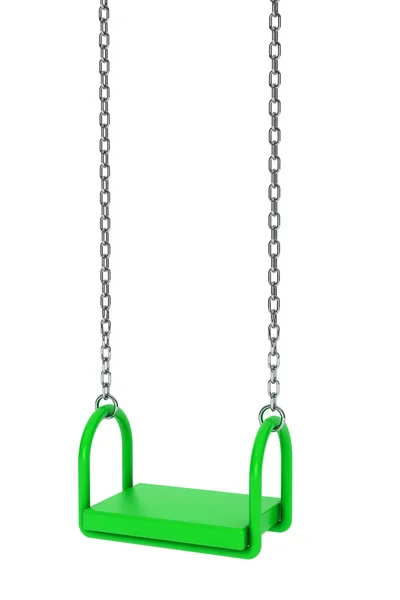 Children green playground swing — Stock Photo, Image