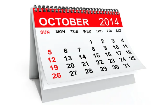 Calendario Octubre 2014 — Foto de Stock