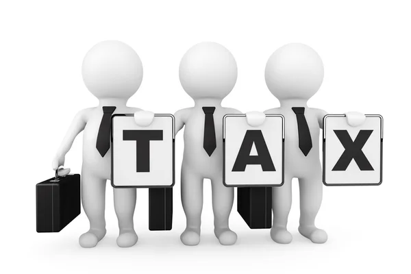 3d Businessmans with Tax sign — Stock Photo, Image