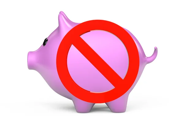 Símbolo de proibição e Piggy Bank — Fotografia de Stock