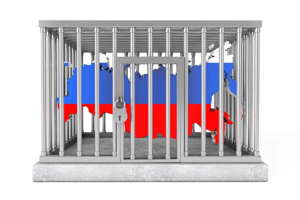 Mapa de Rusia en jaula de metal con cerradura — Foto de Stock