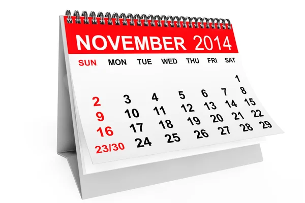 Calendario noviembre 2014 — Foto de Stock