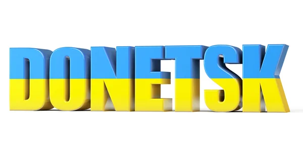 Donetsk Assine com uma bandeira os Ucrânia — Fotografia de Stock