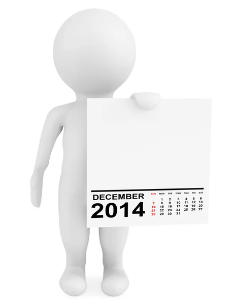 Character holding calendar December 2014 — Stock Photo, Image