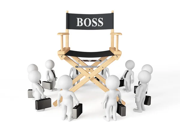 3d Businessmans Around Director Boss Chair — Stock Photo, Image