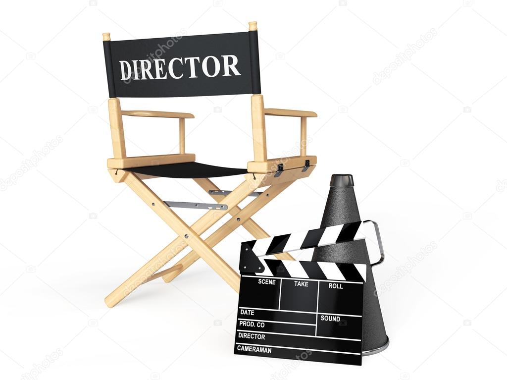 Director Chair, Movie Clapper and Megaphone