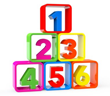 123 sayı ile stand olarak multicolour küpleri