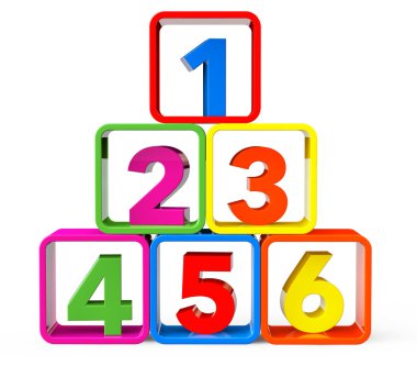 123 sayı ile stand olarak multicolour küpleri