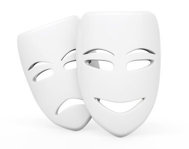 Trajikomik Tiyatro maskeleri. Sad ve gülümseme maskeleri