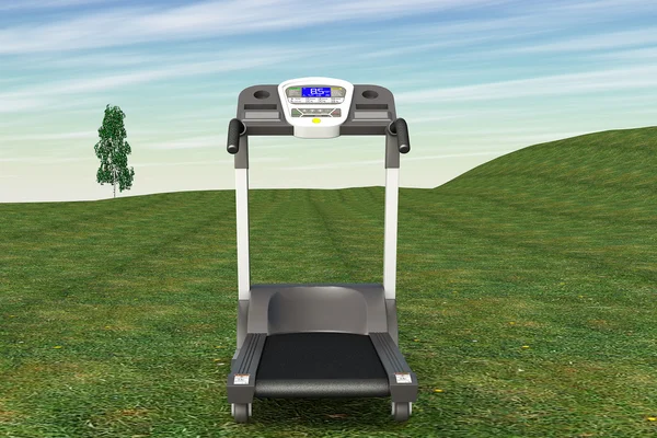 Máquina de cinta de correr sobre hierba — Foto de Stock
