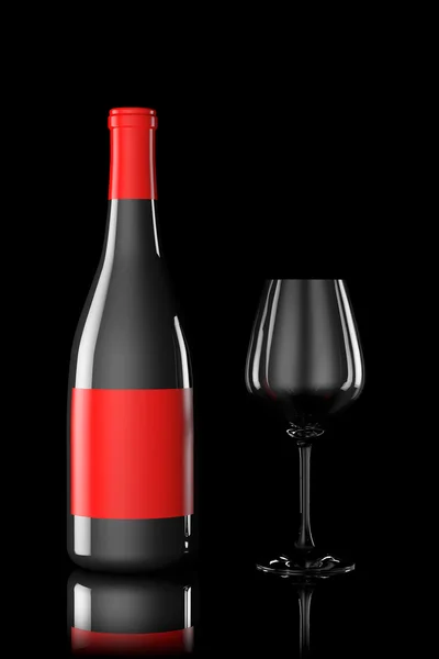 Red Wine bottle and glass — Stock Photo, Image