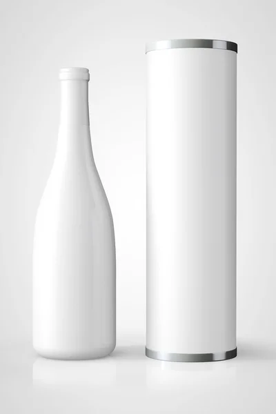 Şişe şarap paketi ile — Stok fotoğraf