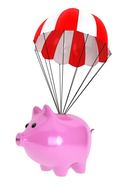 Piggy Bank dengan parasut — Stok Foto