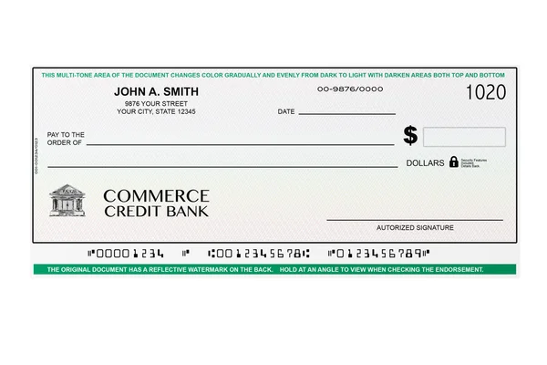 Cheque bancario en blanco —  Fotos de Stock