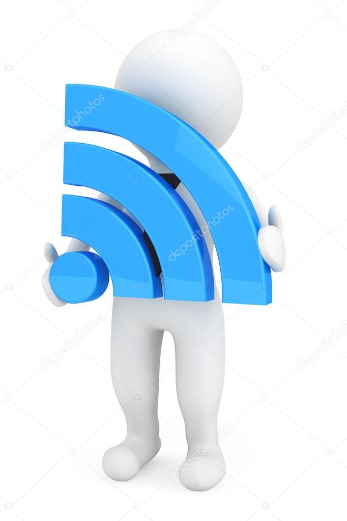 3d Person with Wi-Fi Sign