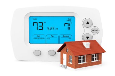 Modern Programming Thermostat with small home clipart