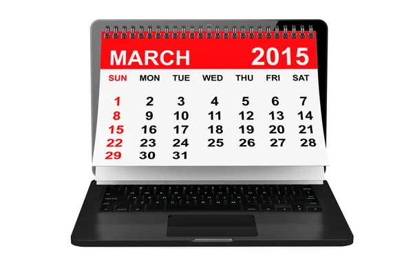 March calendar over laptop screen — Stock Photo, Image