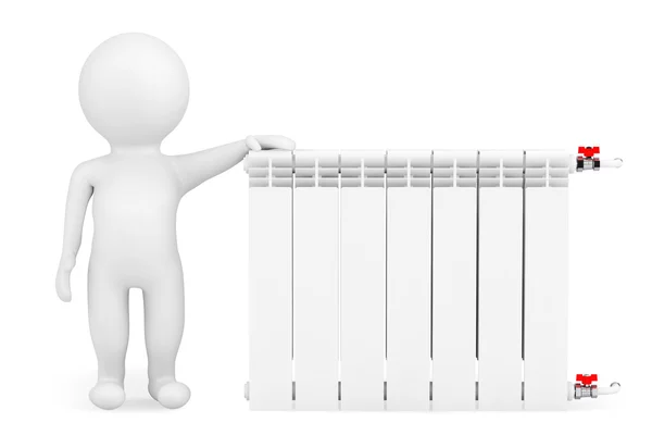 Modern Heating Radiator with 3d Person — Stock Photo, Image