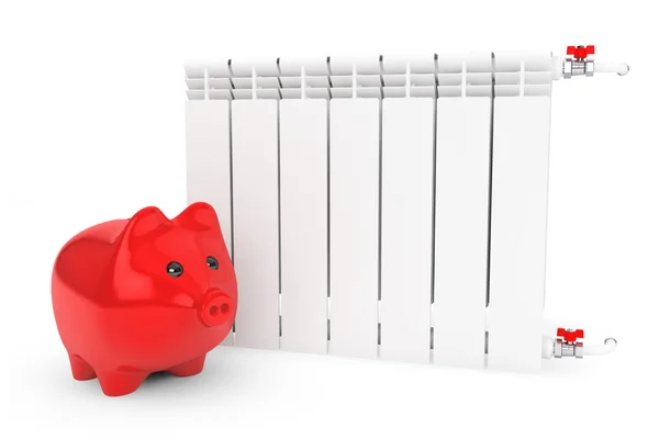 Radiador de aquecimento moderno com Piggy Bank — Fotografia de Stock