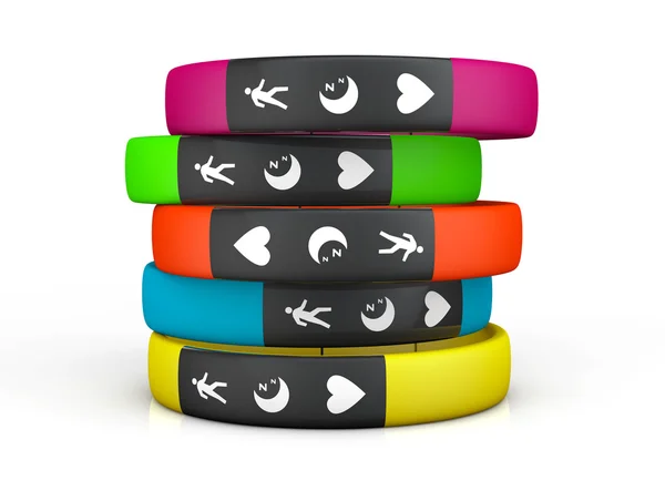 Multicolour Fitness Trackers — Stock Photo, Image