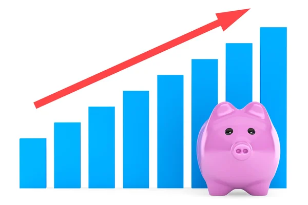 Piggy Bank con Red Graphic —  Fotos de Stock