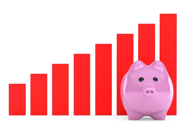 Piggy Bank met rode afbeelding — Stockfoto