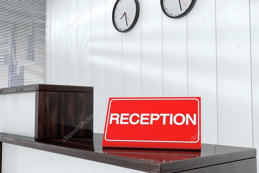 Reception Sign Plate 3d render interior