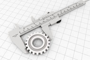 Grafik kağıt üzerinde metal Vernier Kaliper