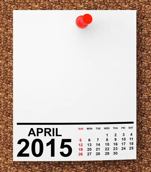 Calendario Abril 2015 —  Fotos de Stock