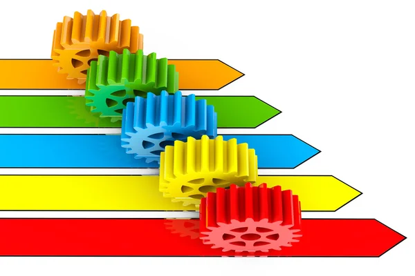 Conceito de processo de negócios. Engrenagens sobre setas — Fotografia de Stock