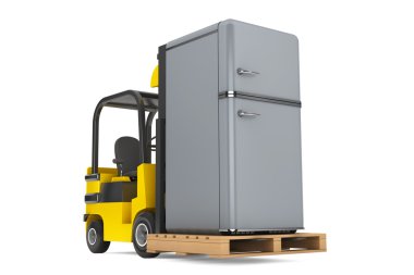 Forklift kamyon Vintage buzdolabı taşır