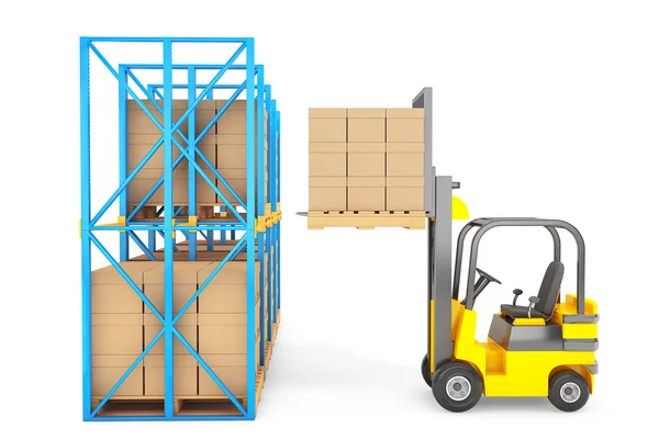 Forklift truck work in warehouse — Stock Photo, Image