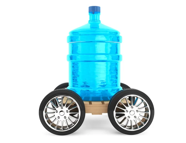 Big bottle of drinking water with wheels — Stock Photo, Image