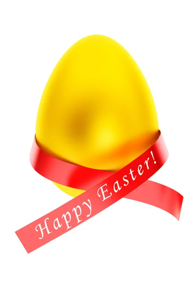 Boldog húsvéti koncepció. Húsvéti arany-tojás szalaggal — Stock Fotó