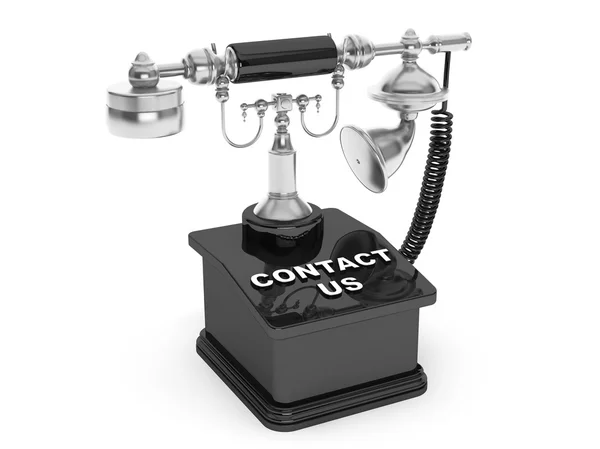 Retro Phone. Vintage Telephone with Contact Us Sign — Stock Photo, Image