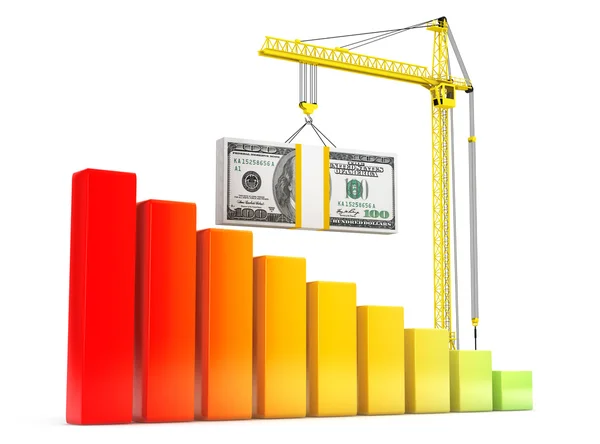 Dollars Bills lifted by Hoisting Crane — Stock Photo, Image