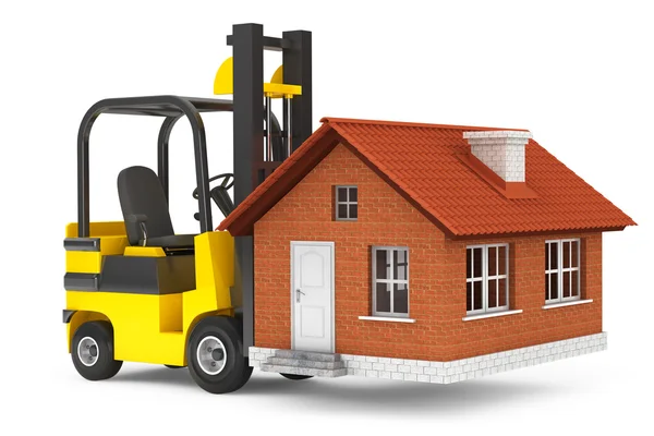 Forklift Truck Moving House — Stock Photo, Image