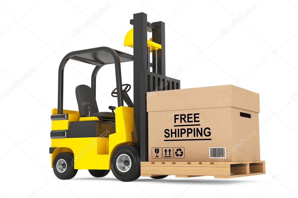 Forklift truck with Free Shipping Box and pallet