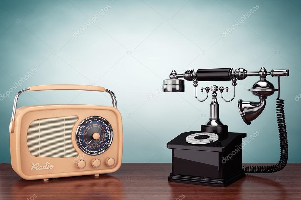 Old Style Photo. Vintage Telephone and Radio