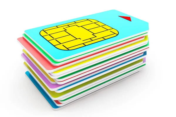 Pilha de Cartões SIM Mutlicolored — Fotografia de Stock