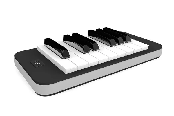 Zene-App koncepció. Zongora billentyűk keresztül mozgatható telefon — Stock Fotó