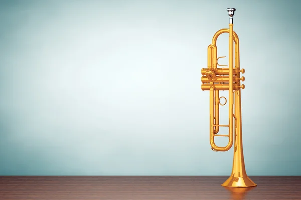 Old Style Photo. Polished Brass Trumpet — Stock Photo, Image