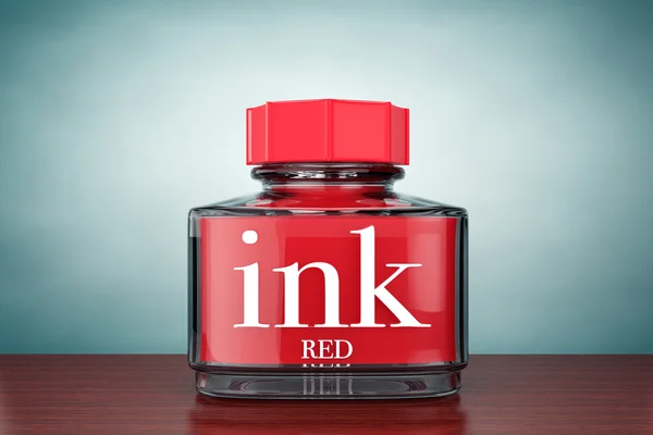 Foto de estilo antigo. Garrafa de tinta vermelha — Fotografia de Stock