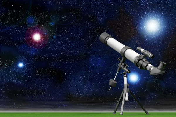 満天の星空と望遠鏡します。 — ストック写真